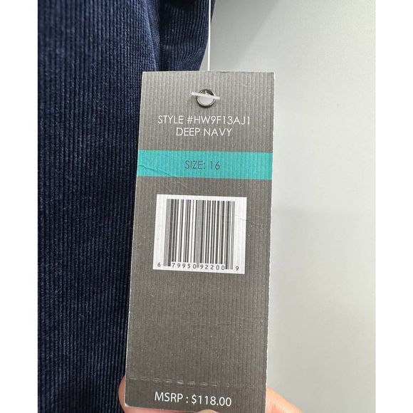 NWT Sharagano Deep‎ Navy Corduroy Short Sleeve Shift Dress Size 16 - Picture 7 of 10